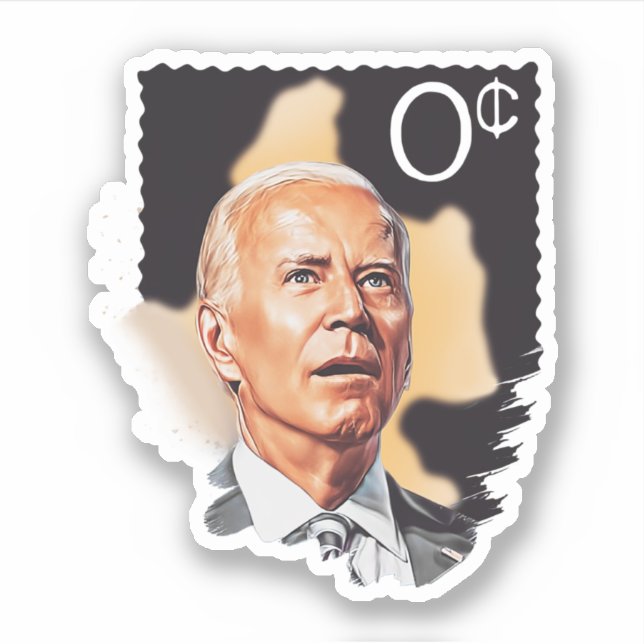 Biden 0 Cent Stamp No Sense No Cents Sticker (Front)