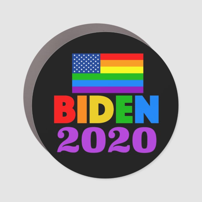 Biden 2020 Rainbow Flag Car Magnet (Front)