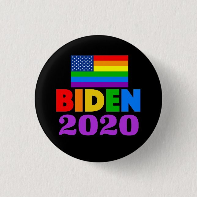 Biden 2020 Rainbow Gay Pride Button (Front)