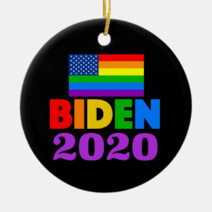 Biden 2020 Rainbow Gay Pride Ceramic Ornament