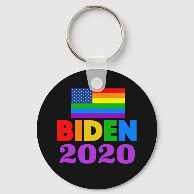 Biden 2020 Rainbow Gay Pride Keychain (Front)