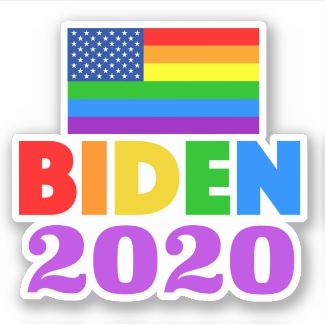 Biden 2020 Rainbow Gay Pride Sticker (Front)