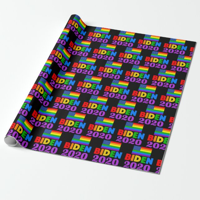 Biden 2020 Rainbow Gay Pride Wrapping Paper (Unrolled)