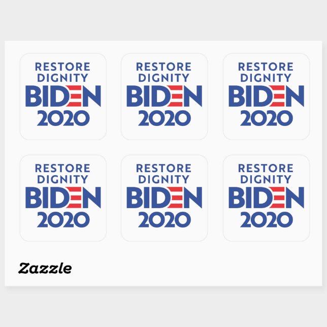BIDEN 2020 - Restore Dignity Square Sticker (Sheet)