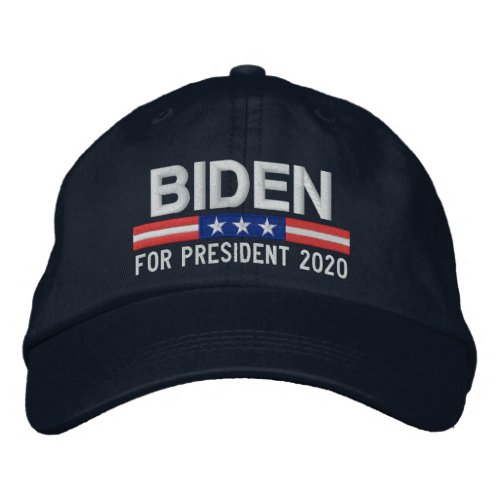 Biden 2020 with American Flag Bar _ red white blue Embroidered Baseball Cap