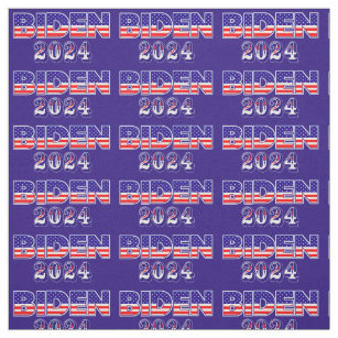 Biden 2024 American Flag Typography Blue Fabric
