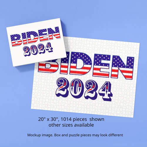 Biden 2024 American Flag Typography Campaign Jigsaw Puzzle