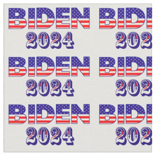 Biden 2024 American Flag Typography Small Pattern Fabric