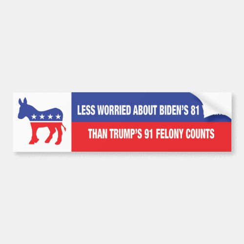 BIDEN 2024 Trump 91 Felony Counts Bumper Sticker