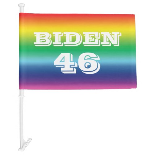 Biden 46 lgbtq lgbt pride rainbow colors car flag