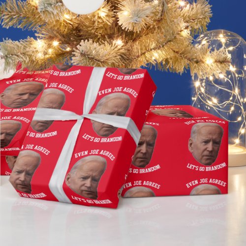 BIDEN AGREES LETS GO BRANDON CHRISTMAS WRAPPING PAPER