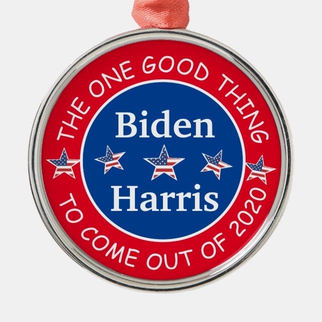 Biden and Harris 2020 Christmas Keepsake Metal Ornament (Front)