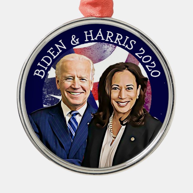 Biden and Harris Election 2020 Keepsake Metal Ornament (Front)