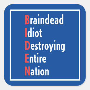 Biden - Braindead Idiot Destroying Entire Nation Square Sticker