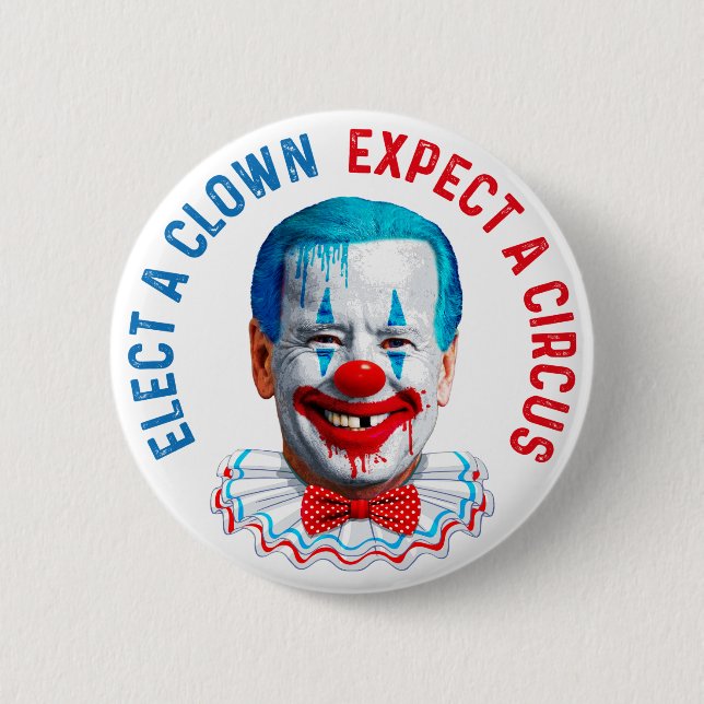 Biden clown face anti Biden Pro trump 2024 Button (Front)