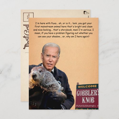 Biden Customizable Groundhog Day Postcard 