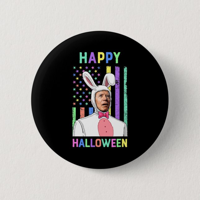 Biden Easter Happy Halloween Bunny Joe Easter Flag Button (Front)