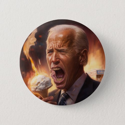 Biden eating  ice cream as the world burns  button