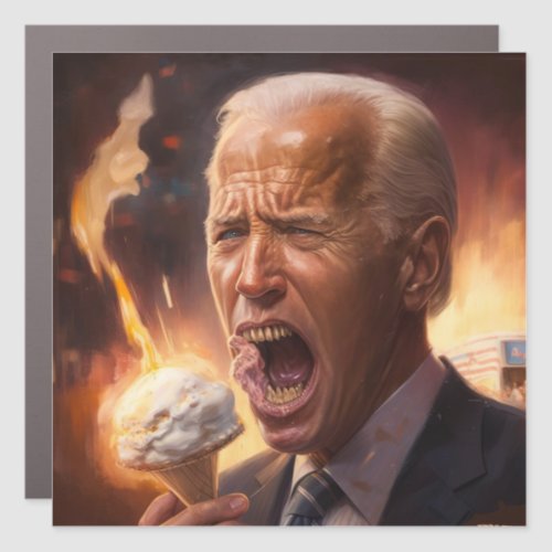 Biden eating  ice cream as the world burns  car magnet