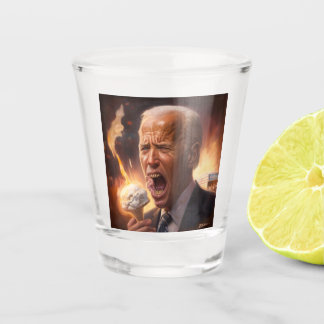 Biden eating ice cream as the world burns shot glass