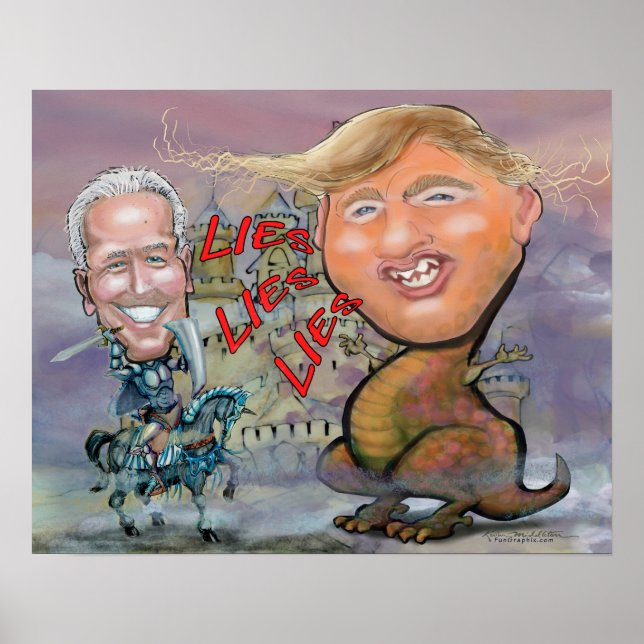 Biden Fending off Beast of Lies Poster (Front)