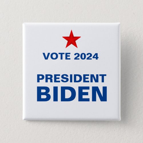 Biden for President 2024 Square Red White Blue Pin