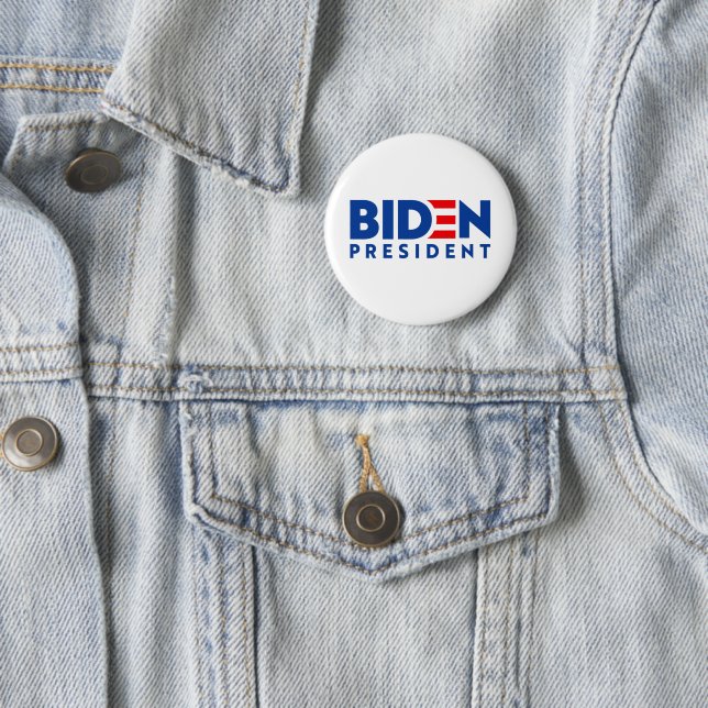 Biden for President Blue and Red Slogan, ZSSG Button (In Situ)