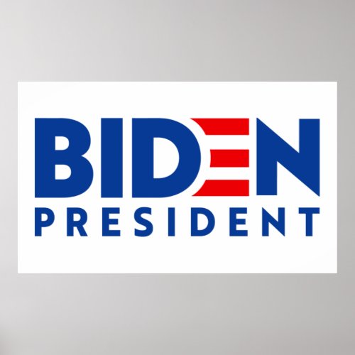 Biden for President Blue and Red Slogan ZSSG Poster