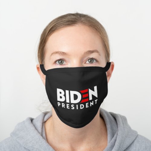 Biden for President White  Red Text Slogan ZSSG Black Cotton Face Mask
