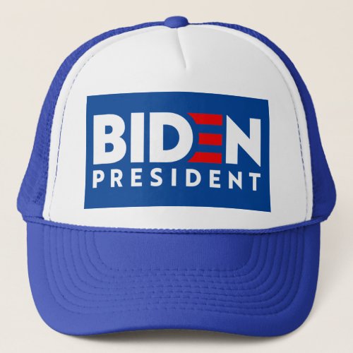 Biden for President White  Red Text Slogan ZSSG Trucker Hat