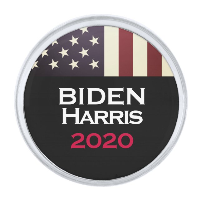 BIDEN HARRIS 2020 Americana Campaign Silver Finish Lapel Pin (Front)