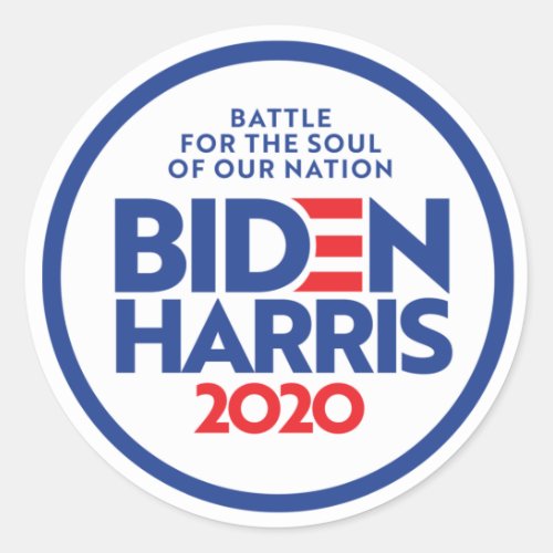 BIDEN HARRIS 2020 Battle for the Soul Classic Round Sticker