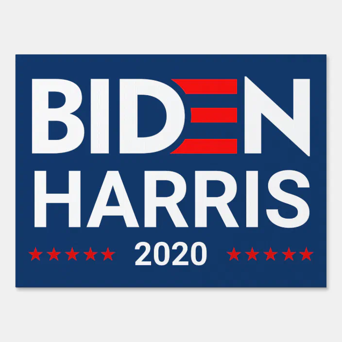 Biden Harris 2020 Round 18" Sign With Metal Stand 