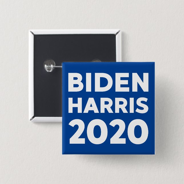 Biden Harris 2020 bold text on blue election Button (Front & Back)