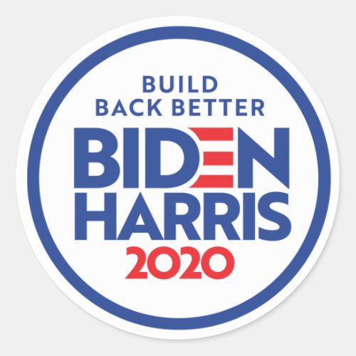 BIDEN HARRIS 2020 Build Back Better Classic Round Sticker