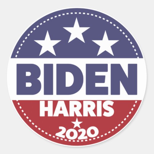 Biden Harris 2020 Button Style Classic Round Sticker