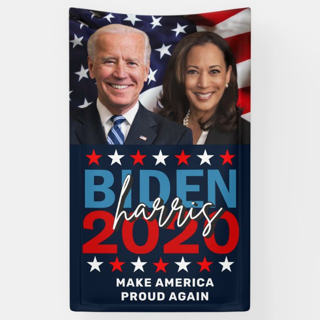 Biden Harris 2020 Campaign Patriotic Photo Banner (Vertical)