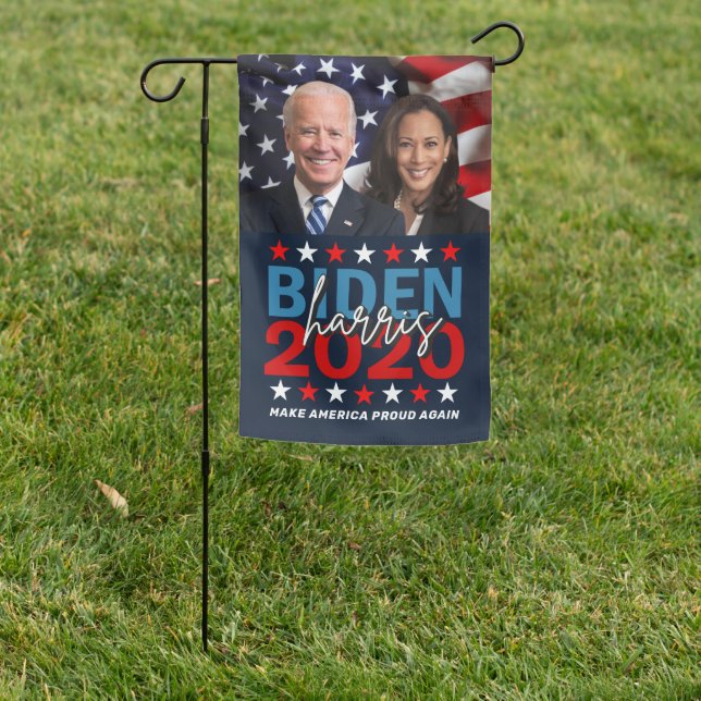 Biden Harris 2020 Campaign Patriotic Photo Garden Flag (In SItu)
