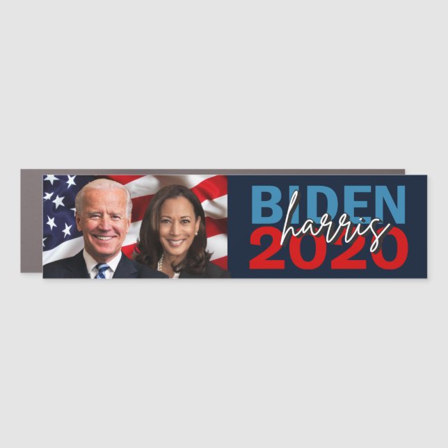 Biden Harris 2020 Campaign with Patriotic Photo Car Magnet (Front)