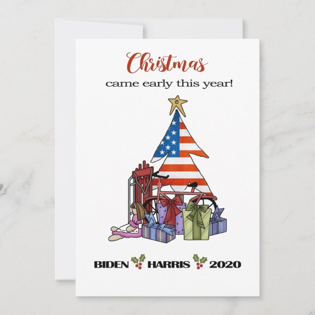 Biden/Harris 2020 Early Christmas Tree/Presents Holiday Card (Front)