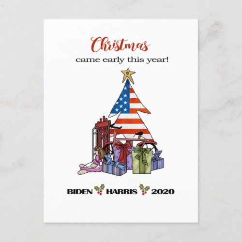 BidenHarris 2020 Early Christmas TreePresents Holiday Postcard