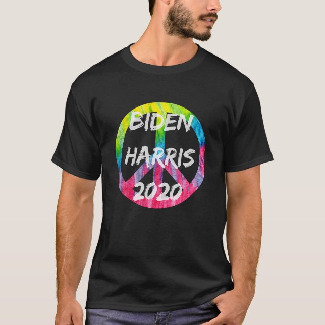 Biden Harris 2020 Election Tie Dye Peace Sign Grap T-Shirt (Front)
