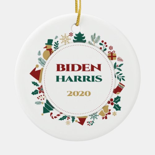BidenHarris 2020 Festive Christmas Ceramic Ornament