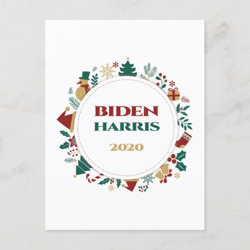 BidenHarris 2020 Festive Christmas Holiday Postcard