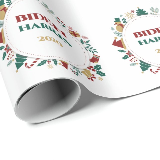 Biden/Harris 2020 Festive Christmas Wrapping Paper (Roll Corner)