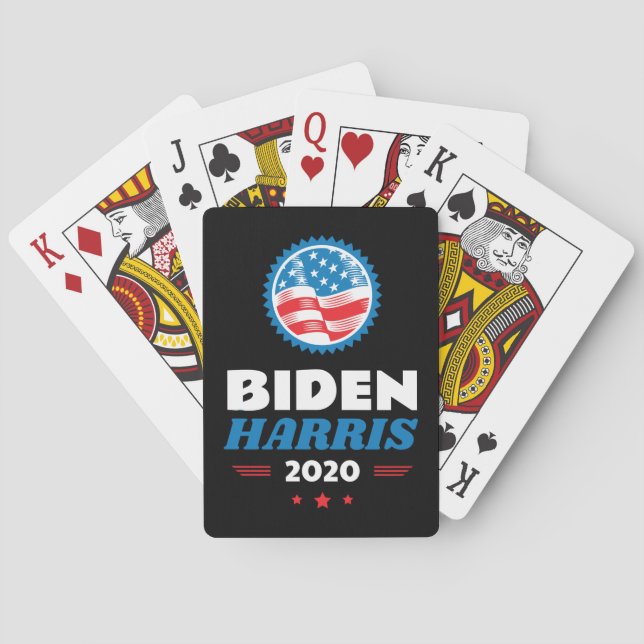 Biden Harris 2020 Flag Seal Black Poker Cards (Back)