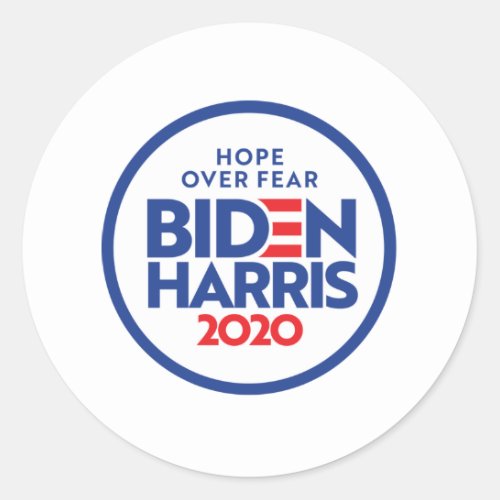 BIDEN HARRIS 2020 Hope Over Fear Classic Round Sticker
