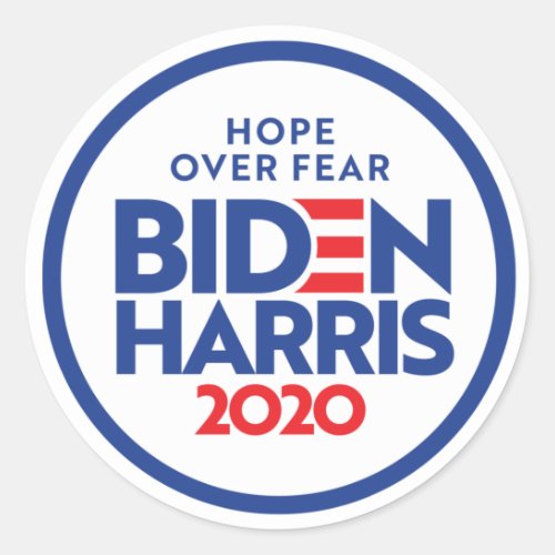 BIDEN HARRIS 2020 Hope Over Fear Classic Round Sticker