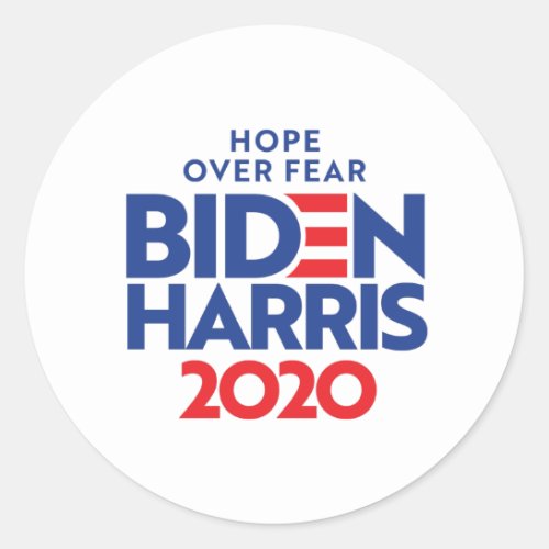 BIDEN HARRIS 2020 _ Hope Over Fear Classic Round Sticker