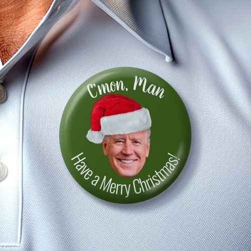 Biden Harris 2020 _ Joe Santa Hat _ Cmon Man Button